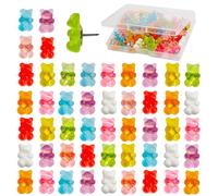 Zoyiancy Cute Gummy Bears Push Pins, Resin Decorative Translucent Colored Thumb Tack for Home Office Corkboard Bulletin Board Photos Wall Hanging Posters (50)