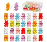 Zoyiancy Cute Gummy Bears Push Pins, Resin Decorative Translucent Colored Thumb Tack for Home Office Corkboard Bulletin Board Photos Wall Hanging Posters (30)