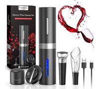 ZOYIDOUX 6-in-1 Rechargeable Electric Wine Opener Gift Set with USB-C - Includes Foil Cutter, 2 Vacuum Stoppers and 2-in-1 Wine Pourer & Aerator Decanter - for Wine Lovers