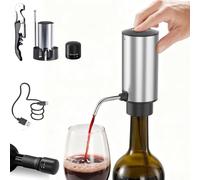 ZOYIDOUX Electric Wine Aerator Dispenser Set with Storage Base, Vacuum Stopper & Corkscrew - USB-C Rechargeable, One-Touch Automatic Decanter, Stainless Steel, 7-Day Freshness