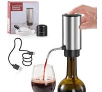 ZOYIDOUX Electric Wine Aerator Pourer & Vacuum Stopper Set, Automatic USB-C Rechargeable Dispenser, Instant Aeration & 7-Day Freshness, Easy One-Touch Operation(Stainless Steel)