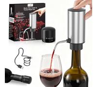ZOYIDOUX Electric Wine Aerator Pourer & Vacuum Stopper Set, Automatic USB-C Rechargeable Dispenser, Instant Aeration & 7-Day Freshness, Easy One-Touch Operation(Stainless Steel)