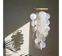 ZOYIEP Wind Chime Capiz Shell Mother of Pearl Shells in White for Home Hanging Ornaments Nursery Decoration(Small)