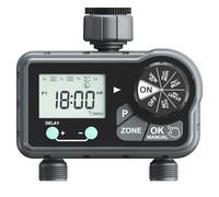 ZOYIZEN Water Timer 2 Outlet, Sprinkler Timer， Rain Delay Watering, IP54 Waterproof Programmable Garden Hose Timers，Large LCD Display， for Garden Lawn Patio Farm