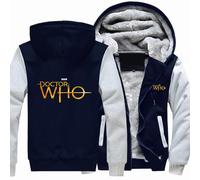 ZOYTPRZ Men's Hoodies for Doctor Who Casual Hooded Sweatshirts Zip Up Fleece Thermal Jackets Tops Autumn Winter Hooded Drawstring Thick Coats with Pockets Soft Comfy Pullover,Dark blue-4XL
