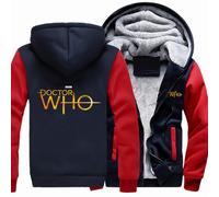ZOYTPRZ Men's Hoodies for Doctor Who Casual Hooded Sweatshirts Zip Up Fleece Thermal Jackets Tops Autumn Winter Hooded Drawstring Thick Coats with Pockets Soft Comfy Pullover,Red blue-5XL