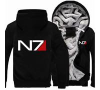 ZOYTPRZ Mens Hoodies Full Zip for Mass Effect N7 Winter Warm Hooded Sweatshirt Casual Pullover Long Sleeve Fleece Jacket Tops with Pockets Comforty Breathable Sportwear,Black-4XL