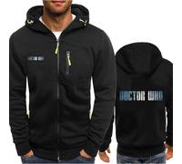 ZOYTPRZ Men's Hoodies Pullover for Doctor Who Full Zipper Plain Hooded Sweatshirts Casual Long Sleeve Drawstring Jacket Winter Warm Hooded Coats Regular Sportwea with Pockets,Black-XL