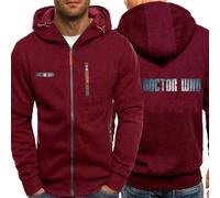 ZOYTPRZ Men's Hoodies Pullover for Doctor Who Full Zipper Plain Hooded Sweatshirts Casual Long Sleeve Drawstring Jacket Winter Warm Hooded Coats Regular Sportwea with Pockets,Red-XXL