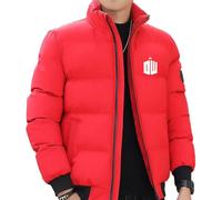 ZOYTPRZ Men's Puffer Jackets for Doctor Who Comfortable Warm Solid Color Windbreaker Coat Winter Full Zip Outdoor Casual Comfy Stand Collar Tops with Pockets,D-XL