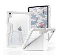 ZOYU Case for iPad (A16) 11 Inch 2025/10th Generation 10.9 Inch 2022 with Pencil Holder, Shockproof Protective Cover Clear Back Shell, Multiple Folding Methods, Auto Sleep/Wake, White