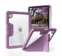 ZOYU Case for iPad (A16) 11 Inch 2025/10th Generation 10.9 Inch 2022 with Pencil Holder, Shockproof Protective Cover Clear Back Shell, Multiple Folding Methods, Auto Sleep/Wake, Purple