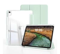 ZOYU Case for iPad Air 11 Inch M3 2025 7th/6th Generation M2 2024, Air 5th/4th Gen 10.9 Inch 2022/2020 with Pencil Holder, Trifold Stand Cover Clear Transparent Back, Auto Wake/Sleep, Light Green