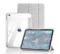ZOYU Glitter Case for iPad A16 11th Gen 11"/10th Gen 10.9", Silver | Pencil Holder, Cute Sparkly Slim Cover, Shiny Clear Back Shell, Auto Sleep/Wake