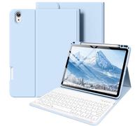 zoyu Keyboard Case for iPad Air 11 Inch (M4/M3/M2) 2026/2025/2024, iPad Air 5th/4th Generation 10.9 Inch (2022/2020), Smart Folio Cover with Pencil Holder, Detachable Wireless Keyboard, Light Blue
