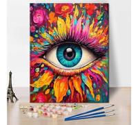 ZOZHI Adult Paint by Numbers Beginner DIY Paints by Numbers Colorful Eye Flower Petals Painting Artwork Girl Boy Colorful Painting Art Number Paints Kits for Lady 16x20 Inch