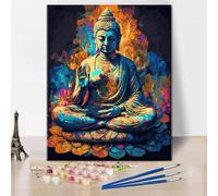 ZOZHI Buddhism Paint by Numbers Religious Belief Paint by Numbers Artwork Adults DIY Buddhism Paint by Numbers Kits 16x20 Inch Meditation Pattern Paint by Numbers on Canvas