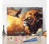 ZOZHI Paint by Numbers Bald Eagle Paint by Numbers Kits on Canvas Animals Lion Oil Painting Artwork with Brushes Paint Kits for Adults Art Crafts for Home Wall Art Decor 16x20 Inch