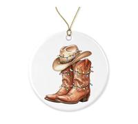 ZoZi9xDesigns Cowgirl Boots Christmas Ornament - Cowboy Christmas Ornament - Xmas Tree Hanging Decor - Ceramic Xmas Keepsake - Holiday Decor Printed on Both Sides