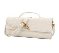 ZOZIGO Woven Clutch Purses for Women Evening Bag Handmade Leather Shoulder Handbag Fashion Crossbody Purse, White
