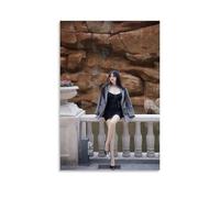 ZOZO HOUSE Asian Girl Sitting on Stone Fence Picture Print 20 x 30 Inches (50 x 75 cm)