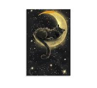 ZOZO HOUSE Black Cat Sleeping on the Moon Bedroom 08 x 12 inches (20 x 30 cm)