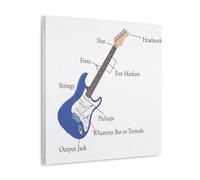 ZOZO HOUSE Blue And White Guitar Introduction Guide Canvas 12 x 12 Inch (30 x 30 cm)