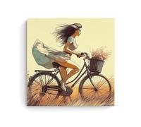 ZOZO HOUSE Girl Riding A Bicycle Against The Wind Bedroom 24 x 24 Inch (60 x 60 cm)