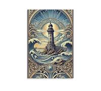 ZOZO HOUSE Lighthouse by the sea at night living room 24 x 36 inches (60 x 90 cm)