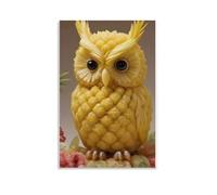ZOZO HOUSE Pineapple Carved Owl Wall Art 16 x 24 Inch (40 x 60 cm)