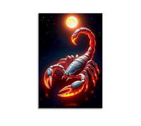 ZOZO HOUSE Red Scorpion in The Moonlight Art Poster Bedroom 24 x 36 Inch (60 x 90 cm)