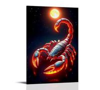 ZOZO HOUSE Red Scorpion in The Moonlight Art Poster Living Room 24 x 36 Inches (60 x 90 cm)