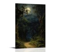 ZOZO HOUSE Rocky Path in The Forest Under Moonlight Canvas 24 x 36 inches (60 x 90 cm)