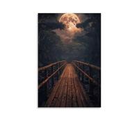 ZOZO HOUSE Wooden Boardwalk Under The Moonlight Picture Print 16 x 24 Inch (40 x 60 cm)