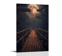 ZOZO HOUSE Wooden Boardwalk Under The Moonlight Wall Art 24 x 36 inches (60 x 90 cm)
