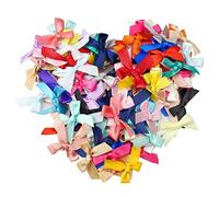 ZoZoMaiy 100 Pieces Satin Ribbon Bows, Multicolored Mini Bows, 2.5 cm Ribbon Bow-Knot for Crafts, Sewing, Decorating Gifts, 10 mm Band Width, Double Sided Satin