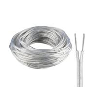 ZoZoMaiy 15 Meter Transparent Electric Cable, Electrical 2 Core Cable, Flexible PVC Electric Wire, Clear Electrical Wire, Outer Diameter 1.8 * 3.6mm, for Small Appliances Led Solar Lights Wall Lamps