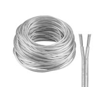 ZoZoMaiy 15M Transparent 2 Core Electric Cable, Flexible Clear Electrical Wire, PVC Clear Thin 2 Core Cable, Transparent Lighting Cables, Outer Diameter 2.1*4.2mm, for Low Power Household Appliances