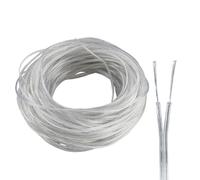 ZoZoMaiy 25M Electrical Cable 2 Core, Transparent Electrical Wire, PVC Clear Electric Wire, Twin Flexible Copper Cable, Outer Diameter 1.6 * 3.2mm, for Low Power Appliances LED Lamps Doorbell
