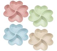 ZoZoMaiy 4 Pcs Multi-use Compartment Trays Anti-slip Serving Platters for Parties 4 Sectional Reusable Plastic Serving Trays for Dried Fruits Nuts Dessert Candies Snacks Fruits, 23 x 3 cm