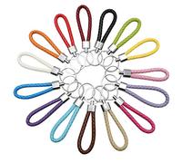 ZoZoMaiy D-Orange 15 Pieces Braided Leather Keychains Leather Braided Rope Key Holder Woven Rope Key Chain Ring Car Strap keyrings for Women and Men, 15 Colors for DIY Bag Pendant