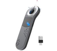 ZOZVO Rechargeable Air Mouse for PC/iOS/Android with Touchpad Wireless PPT Presenter with Bluetooth 2.4G, Works with PowerPoint/Keynote/TikTok/Camera/Kindle App (Silver)