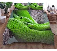 zpangg 3 Piece Bed Set Green Snake Duvet Cover Soft Microfiber Single Double King Size Bed 3 Piece Set 2 X Pillowcases 1 X Quilt Case 200×200Cm