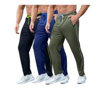 ZPB Men's Jogging Bottoms, Pack of 3, Tracksuit Bottoms, Slim Fit Sweatpants, Joggers, Casual Trousers, Sports Trousers, Long Trousers with, Army Green/Blue/Black, 3XL