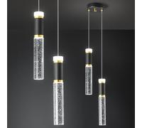 ZPBSJ Modern Black Gold Pendant Lights Kitchen Island,LED Pendant Light Fixtures Bubble Crystal Pendant Light, Pendant Lighting for Kitchen Island Dining Room (2-Light)