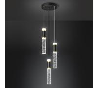 ZPBSJ Modern Black Gold Pendant Lights Kitchen Island,LED Pendant Light Fixtures Bubble Crystal Pendant Light, Pendant Lighting for Kitchen Island Dining Room (3-Light)