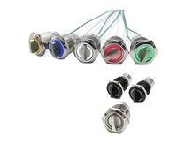 ZPC1CS81 19/22MM Self-return Momentary Self-locking Fixation Waterproof DPDT Metal Selector Knob Rotary Switch 2 3 Position with LED Lamp