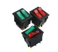 ZPC1CS81 1pc DIY Model KCD3 Double Boat Rocker Switch Toggle 6 Pin On-Off with Green Red Light 20A 125VAC