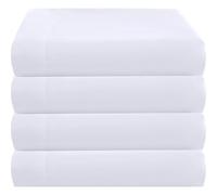 ZPECC Queen Flat Sheets Only White 4 Pack, Color-Coded Hem Threads | Bulk 90x102 Easy Sort Top Bed Sheet Soft Durable Hypoallergenic Brushed Microfiber for Hotel Airb&bs Essentials for Hosts