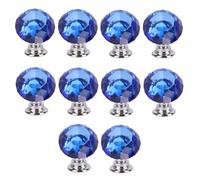 ZPECIAL 10 Pcs Furniture Drawer Handles and Knobs,Cabinet Knob Crystal Single Hole Color Crystal Drawer Wardrobe Door Glass Handle(in Blue,20mm)